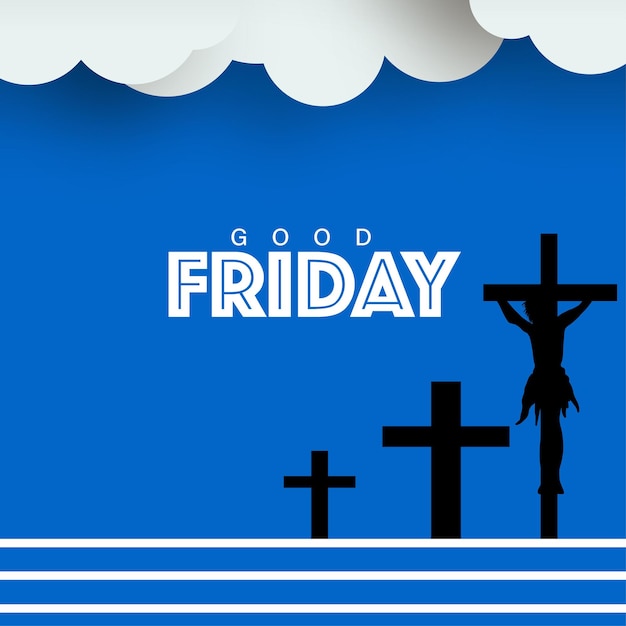 Sexta-feira santa azul preto fundo branco banner de design de mídia social vetor grátis