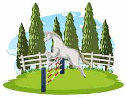 Vetor grátis show de cavalo pulando de desenho animado