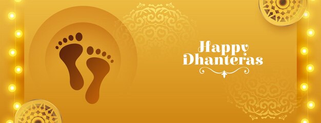 Shubh dhanteras premium deseja pôster com a deusa charan para abençoar o vetor