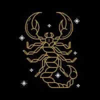 Vetor grátis signo astrológico escorpião dourado em fundo preto