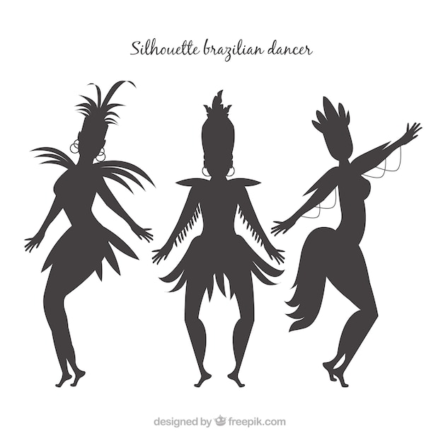 Silhouette coleção de dançarinos de carnaval brasileiros