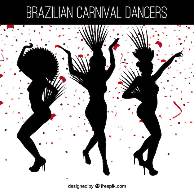 Silhouette coleção de dançarinos de carnaval brasileiros