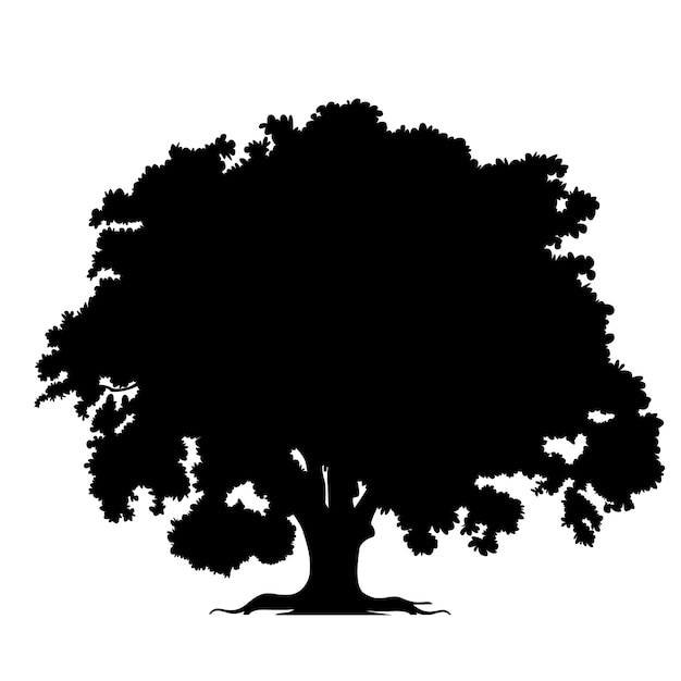 Vetor grátis silhueta de árvore de carvalho desenhada de mão