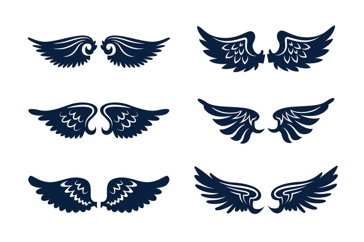 Vetor grátis silhueta de asas de anjo de design plano