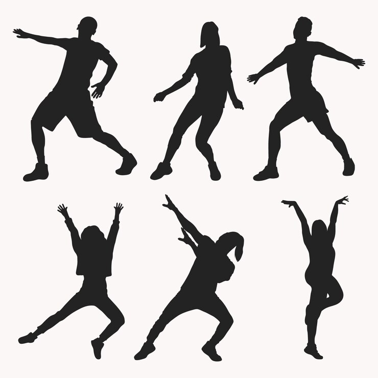 Vetor grátis silhueta de dançarina plana de dança