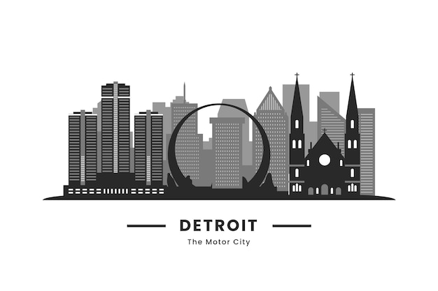 Vetor grátis silhueta de detroit de design plano