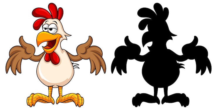 Vetor grátis silhueta de frango em pé