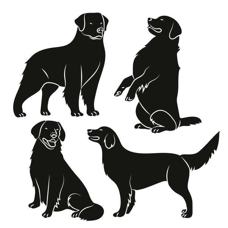 Vetor grátis silhueta de golden retriever desenhada à mão