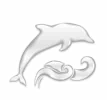 Vetor grátis silhueta de golfinho com gotas de água