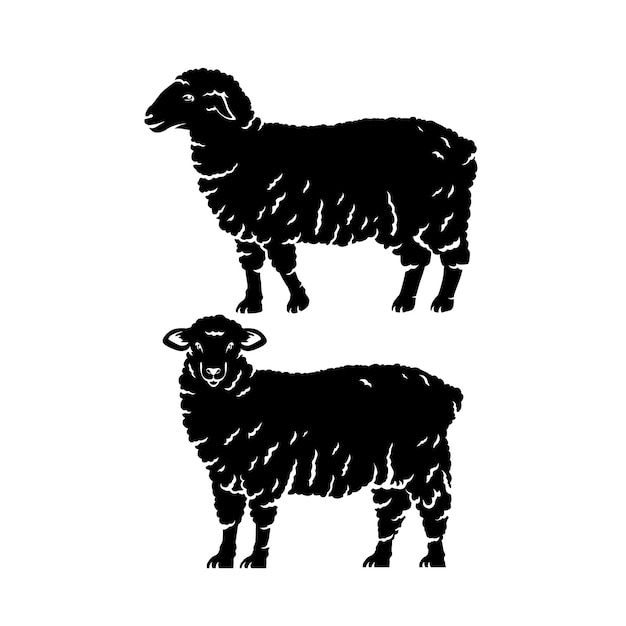 Vetor grátis silhueta de ovelha desenhada de mão
