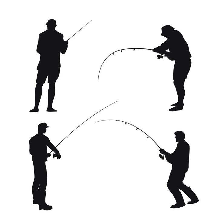 Vetor grátis silhueta de pesca de homem de design plano