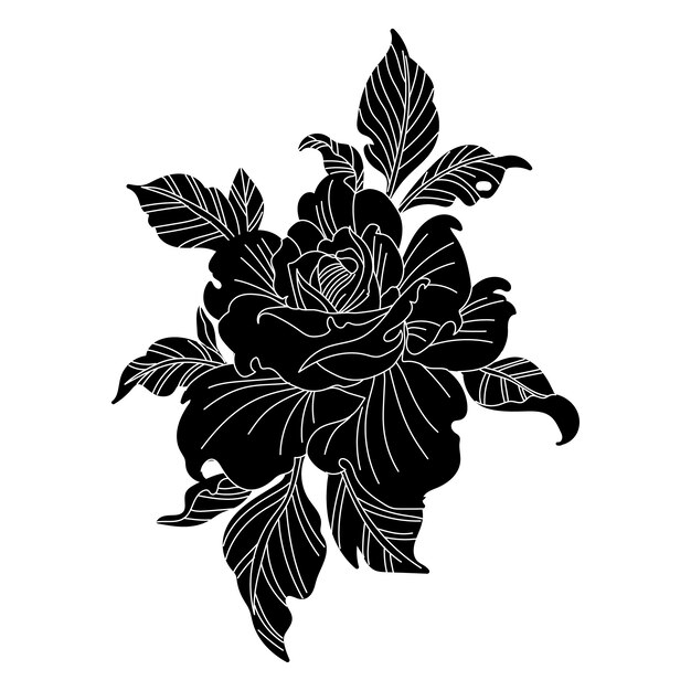 Silhueta de rosa de design plano