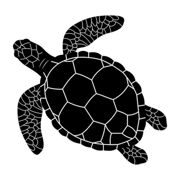 Silhueta de tartaruga desenhada de mão