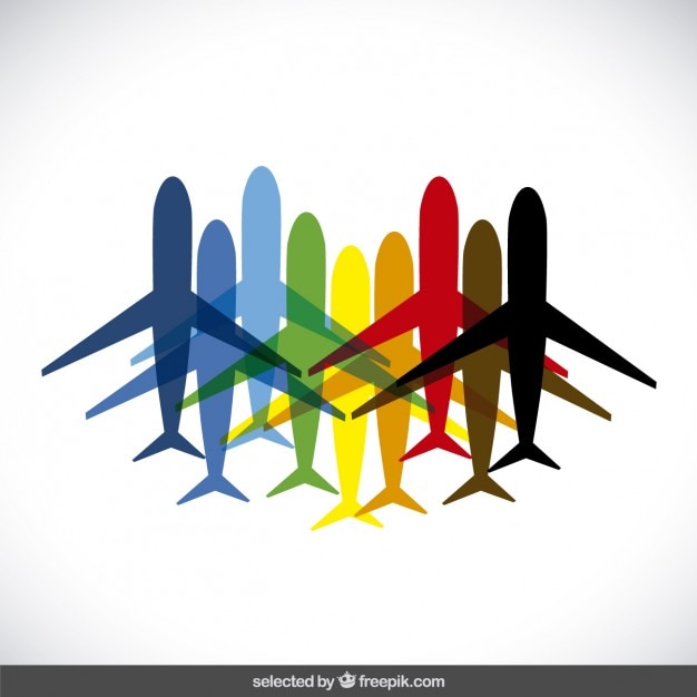Vetor grátis silhuetas de avião coloridos