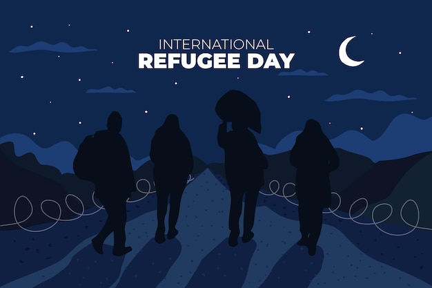 Silhuetas desenha o dia mundial dos refugiados