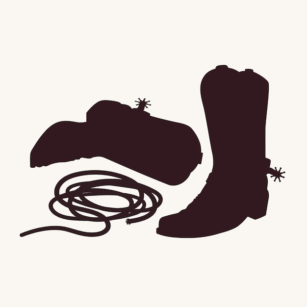 Vetor grátis silueta de bota de cowboy desenhada à mão