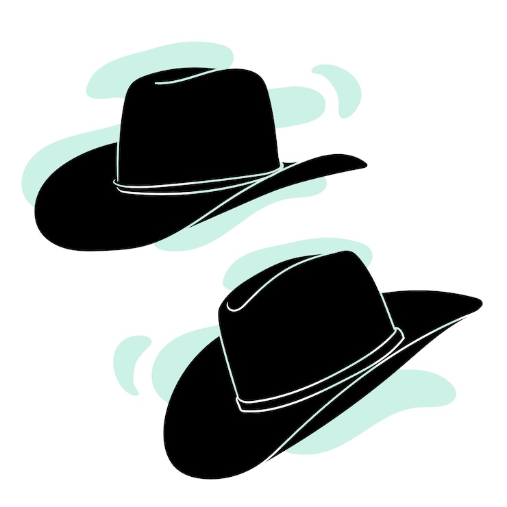 Vetor grátis silueta de chapéu de cowboy desenhada à mão