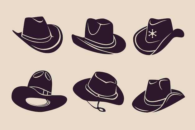 Vetor grátis silueta de chapéu de cowboy desenhada à mão