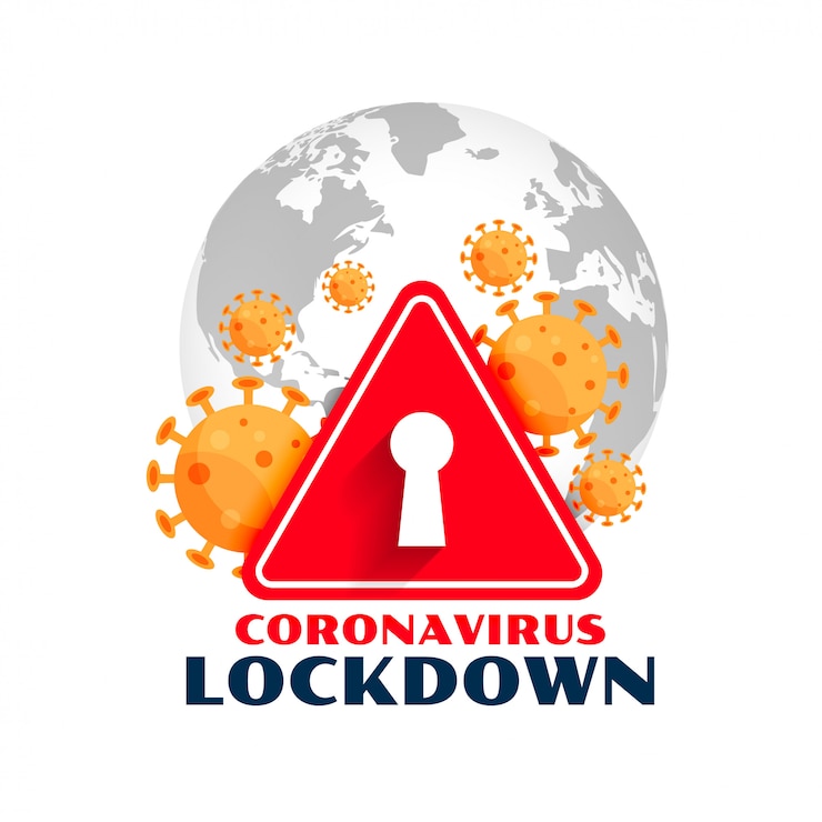 Vetor grátis símbolo de bloqueio global de coronavírus com células de vírus