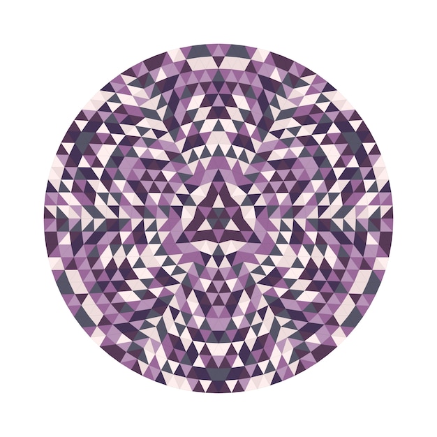 Símbolo de design caleidoscópico de mandala do triângulo geométrico redondo - ilustração digital do padrão de vetor simétrico