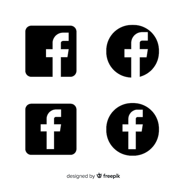 Símbolo de facebook em preto e branco Vetor Premium