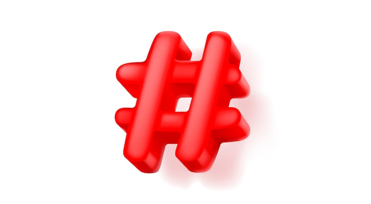 Vetor grátis símbolo de hashtag 3d vermelho vector realista