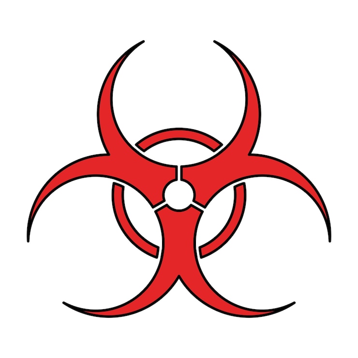 Vetor grátis símbolo de radiação vermelho estilo de contorno preenchido