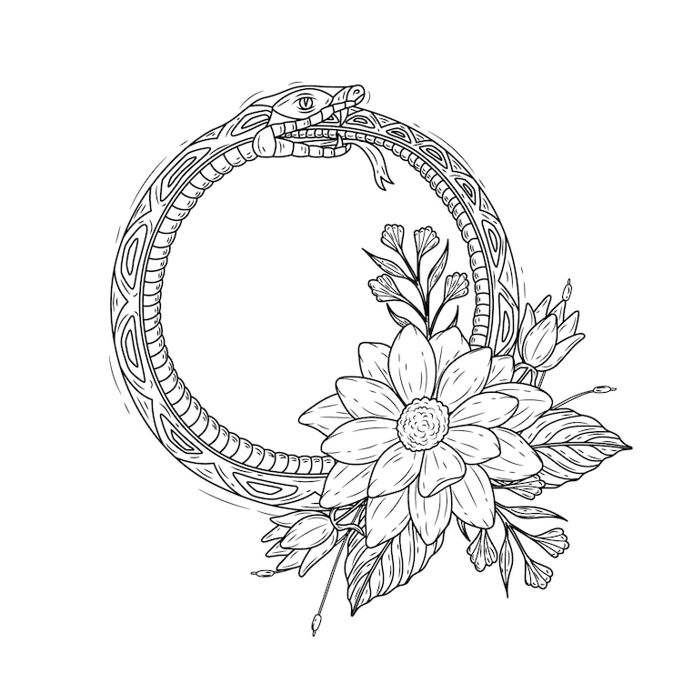 Vetor grátis símbolo ouroboros desenhado à mão