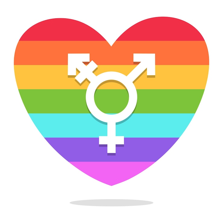 Vetor grátis símbolo transgênero em rainbow heart