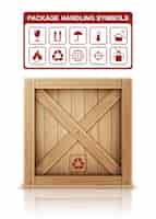 Vetor grátis símbolos de caixa e pacote de madeira