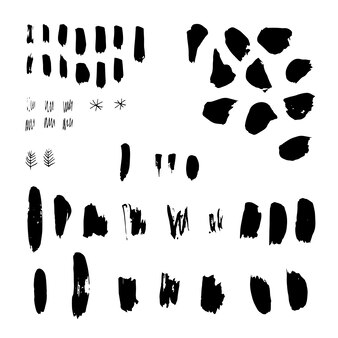Símbolos de rabisco desenhados à mão isolados no fundo branco elementos esboçados de estilo doodle borrões de tinta vector grunge pincel traçado design de logotipo de quadro de círculo