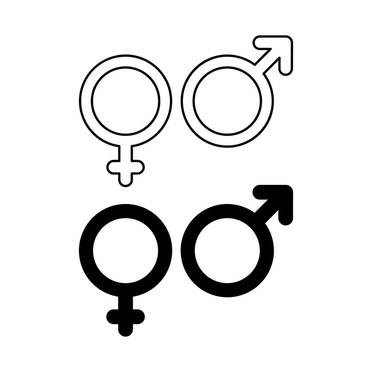 Vetor grátis símbolos femininos masculinos de design plano