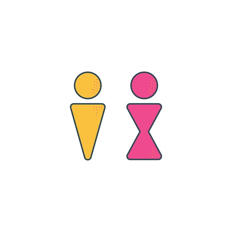 Vetor grátis símbolos femininos masculinos de design plano