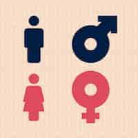 Vetor grátis símbolos femininos masculinos de design plano