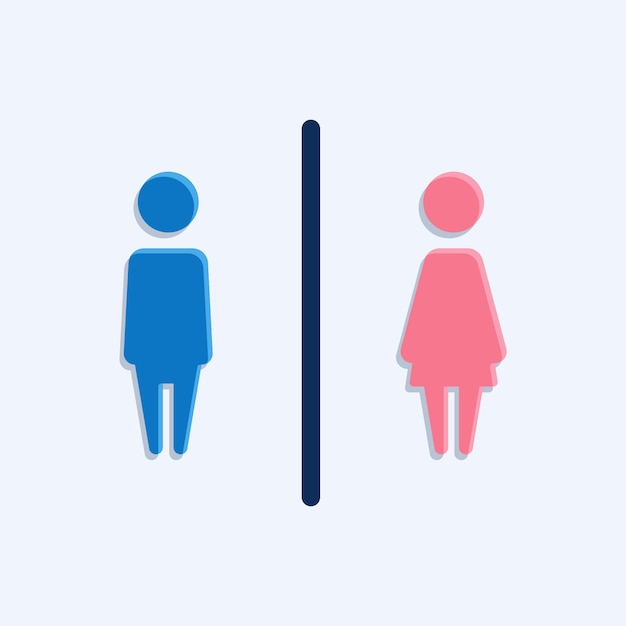 Símbolos femininos masculinos de design plano