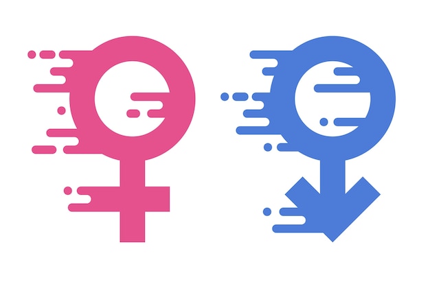 Símbolos femininos masculinos de design plano