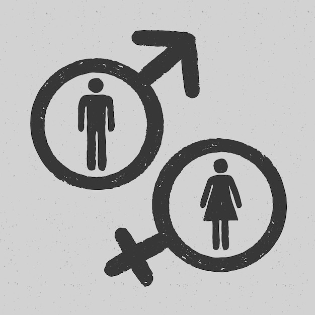 Símbolos femininos masculinos desenhados à mão
