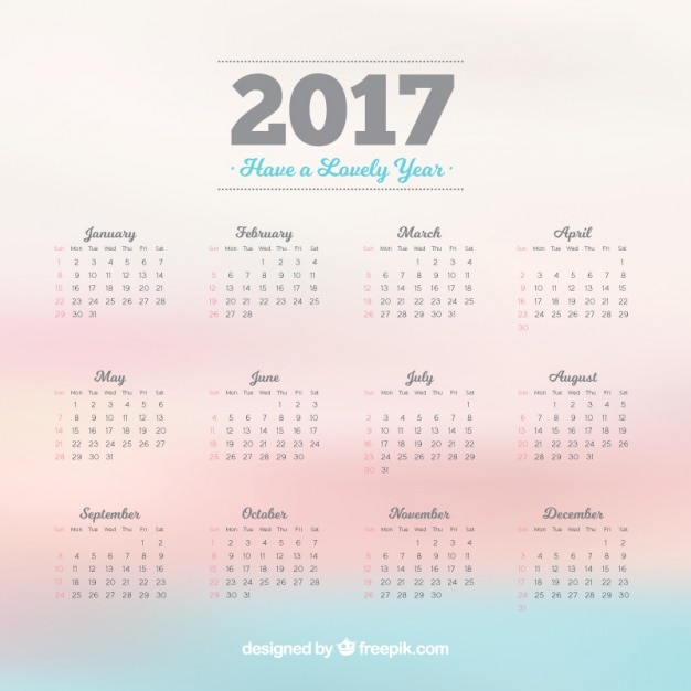 Vetor grátis simples 2017 calendário