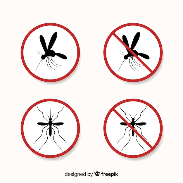 Vetor grátis sinal de aviso de mosquito com design plano