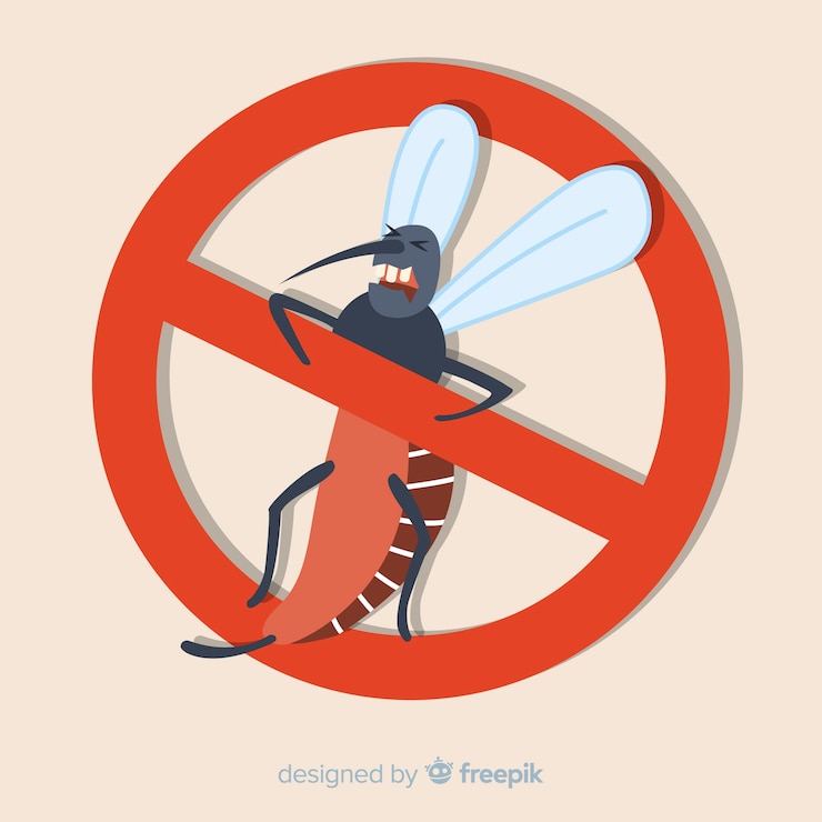 Vetor grátis sinal de aviso de mosquito com design plano