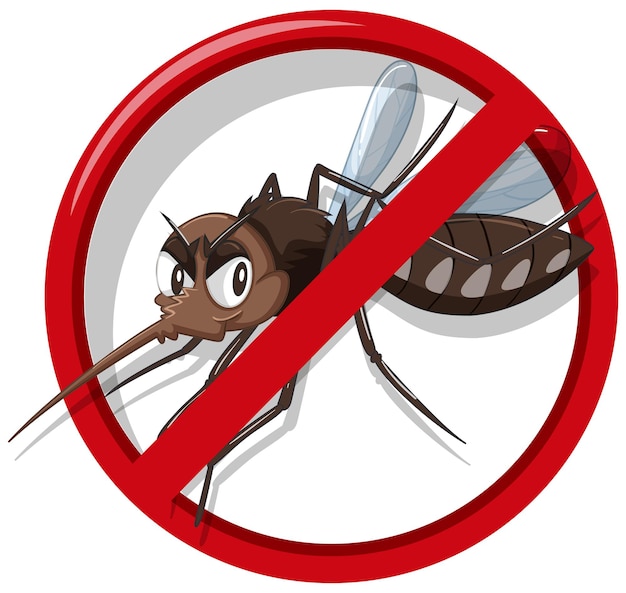 Sinal de controle de mosquitos no fundo branco