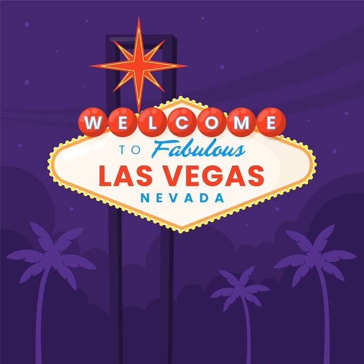Vetor grátis sinal de design plano desenhado à mão em las vegas