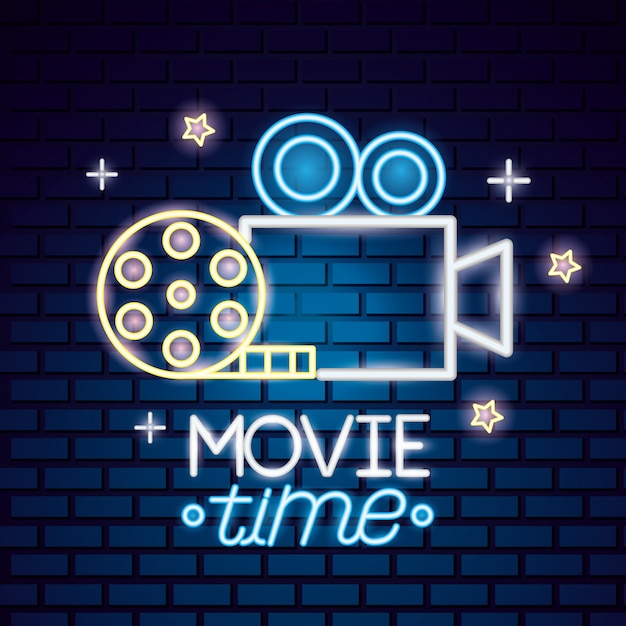 Sinal de néon da hora do filme