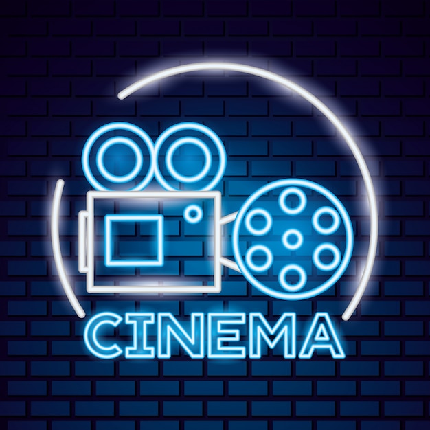 Sinal de néon de tempo de filme