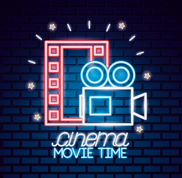 Sinal de néon de tempo de filme