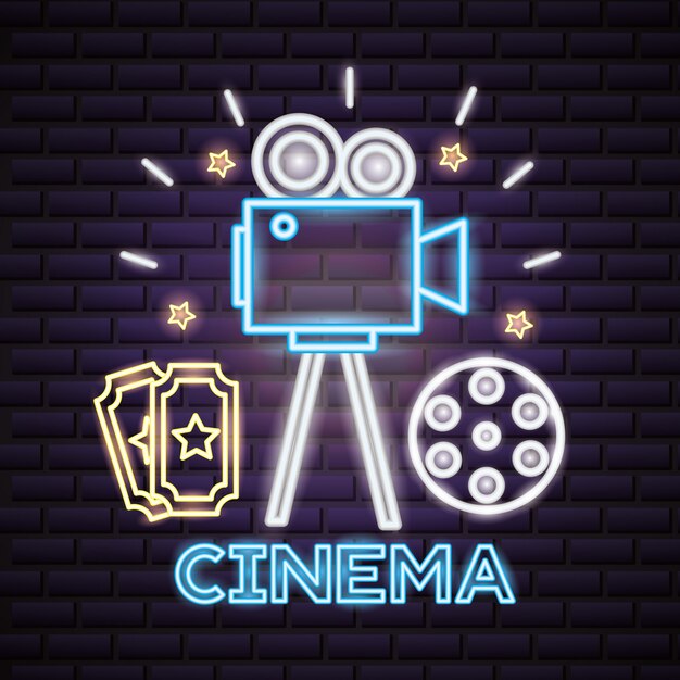 Sinal de néon de tempo de filme