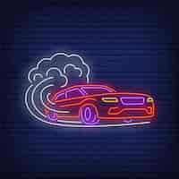 Vetor grátis sinal de néon de velocidade crescente de carro