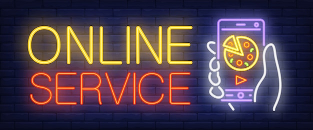 Sinal de serviço on-line em estilo neon