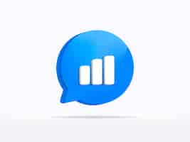 Vetor grátis sinal de sms de atenção de ícone de gráfico de notificação azul e mensagem de internet. renderização 3d.