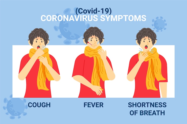 Vetor grátis sintomas de coronavírus covid-19 com tosse humana